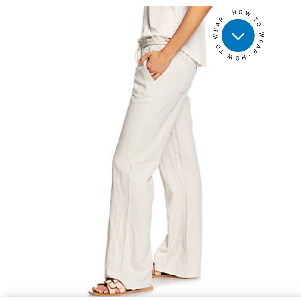 Roxy Oceanside Linen-Blend Wide Leg Pants - Picture 3 of 4